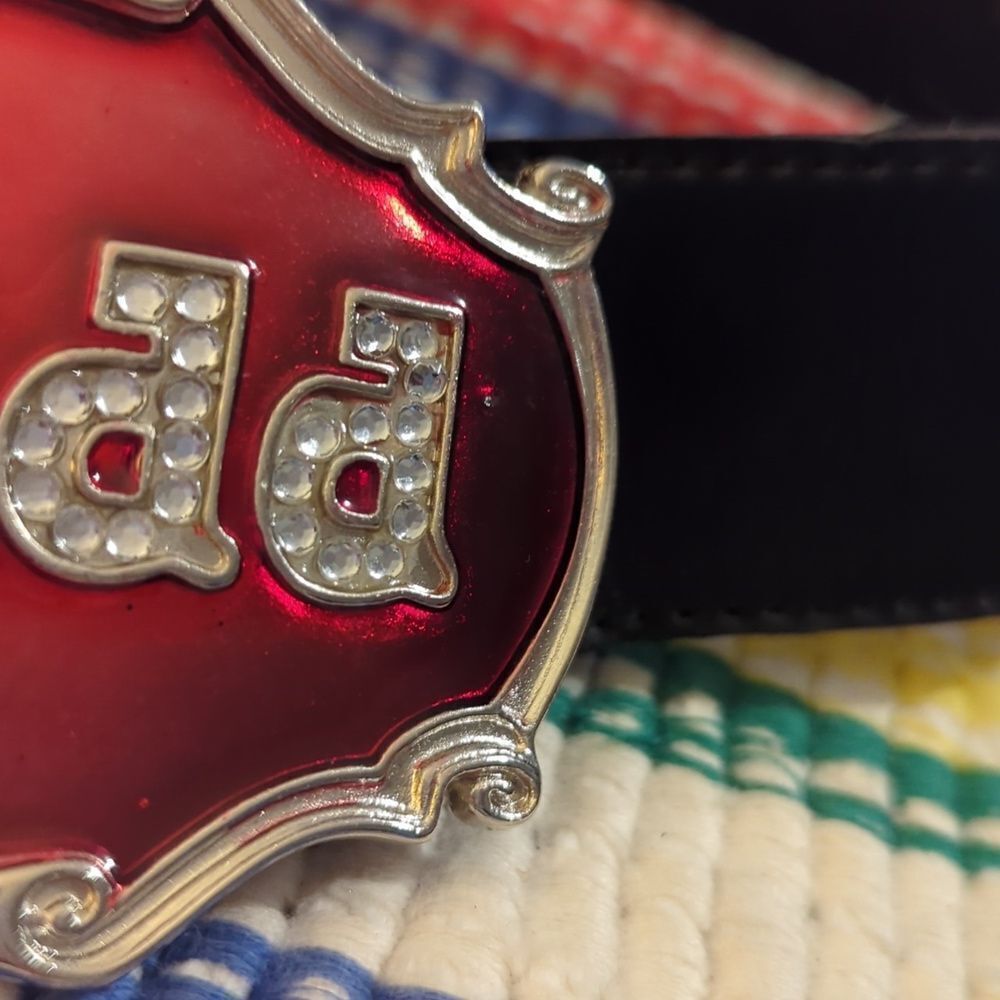 Vintage Red and Black Belt with Ornate Buckle - Picture 5 of 5
